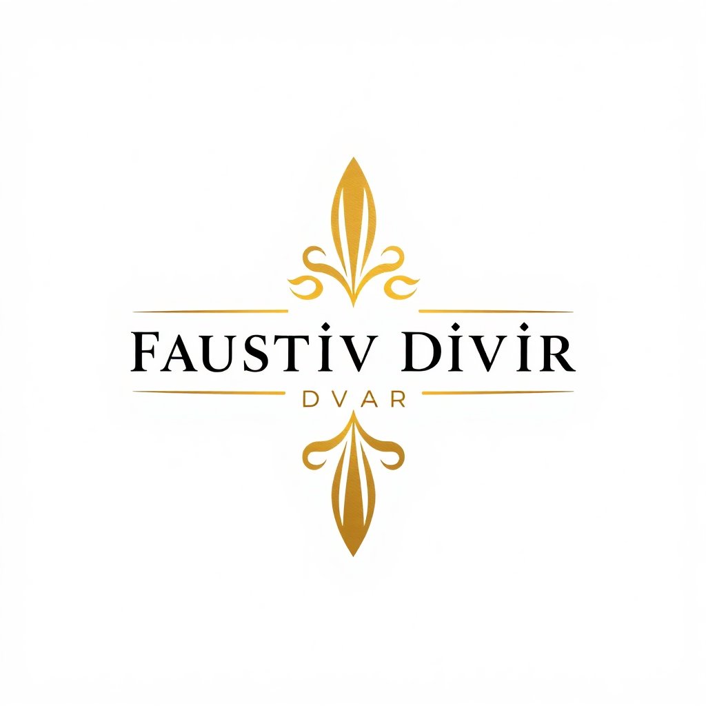 Elegant minimalist restaurant logo for Faustův Dvůr, vector style, brass color on white background, luxury symbol